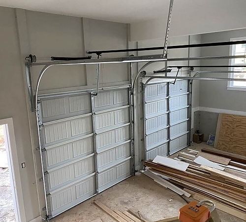  Inside view of garage door installation